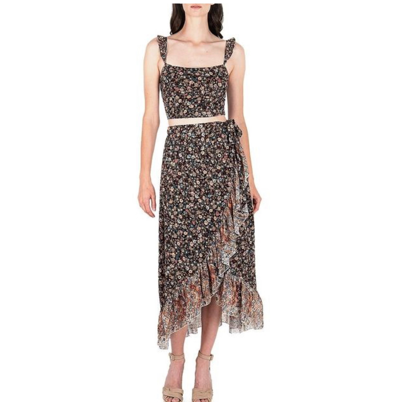 Secret Mission Super Natural Janice Maxi Ruffle Wrap Skirt Set S